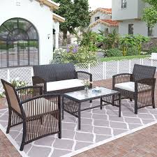 4 Pieces Outdoor Furniture Rattan Chair