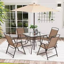 6 Piece Metal Square Outdoor Dining Set