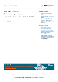 pdf the physics of proton therapy