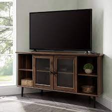 dark walnut composite corner tv stand