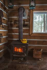 A Wood Burning Stove Fireplace In An