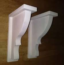 handcrafted pair of large wood corbels