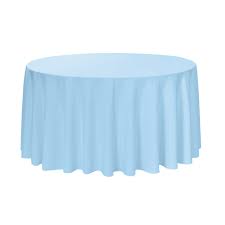 120 Inch Light Blue Polyester Round Tablecloths For Weddings Bridal Tablecloths
