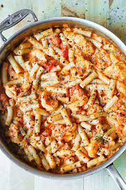 Spicy Shrimp Pasta In Creamy Tomato Sauce gambar png