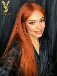 Yswigs Orange Light Brown Brazilian Human Hair Lace Front Wig Gx124