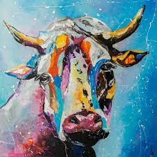 Colorful Cow Painting By Liubov