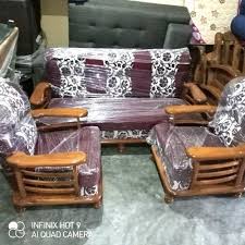 5 seater designer teak wood sofa set