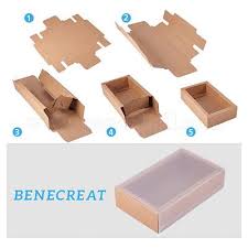 kraft paper gift bo with pvc frosted