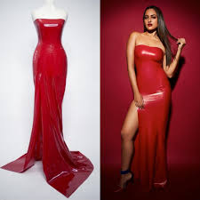 dead couture red latex dress