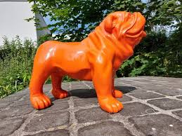Garden Statue English Bulldog Orange
