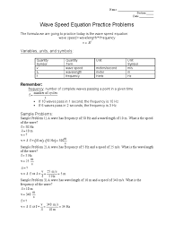 The hard way to solve this problem is to do it the way that many students think is the easy way — numbers in, answers out or plug and chug. Wave Speed Worksheet 1 Pdf Hertz Frequency