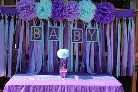 This retro banner showcases washed coral, bright turquoise and coordinating paper featuring soft coral and soft turquoise hearts. Purple Turquoise Baby Girl Shower Baby Shower Purple Baby Shower Decorations Turquoise Baby Showers