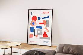 large poster in a room mockup instant