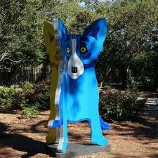 Blue Dog Sculpture By George Rodriguez