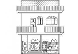 Autocad House Elevation gambar png