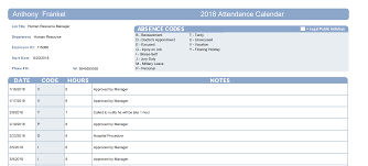 Employee Attendance Calendar And Paid Time Off Pto Tracker