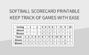 softball scorecard printable keep track