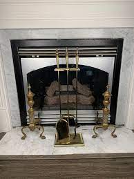 Brass Fireplace Tool Set Vintage Brass