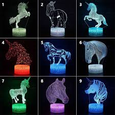3d Illusion Unicorn Horse Night Light 7 Color Led Desk Home Lamp Xmas Gift Ebay