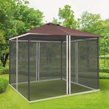 Outsunny Replacement Mosquito Netting For Gazebo 10 X 10 Black Screen Walls For Canopy W Zippers For Parties And Outdoor Activities Aosom Canada