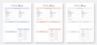 set of travel planner templates