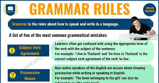 Grammar Rules 5 Important Rules Of Grammar For Esl Learners