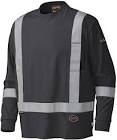 Flame Resistant Cotton Long Sleeve High Visibility Safety Work Shirt, Black, XL, V2580470-XL Pioneer