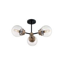 Nuvo 60w Axis Series Semi Flush Ceiling Light W Clear Glass 3 Lights Matte Black Brass Nuvo 60 7123 Homelectrical Com
