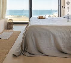 Rustic Linen Bedspread Softened Linen