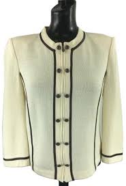 Details About St John Ivory Knit Zip Up Sweater Us 4