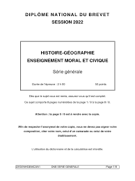 Sujet Brevet-2022 Histoire Géographie Enseignement Moral Civique-Amérique  Du Nord | PDF | Redevabilité | Politique de la France