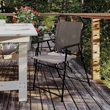 Brown Folding Sling Patio Chairs