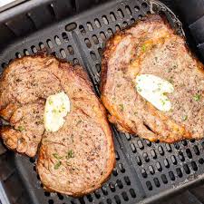 air fryer ribeye steak plated cravings