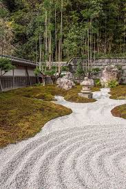 Japanese Zen Garden With Pebbles And