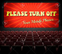Please Turn Off Cell Phones Movie Screen Concept In Old Retro
