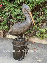 Exquisite Pelican Bronze Statue Home