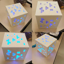 Emerald ore is a rare mineral block that generates only in mountains biomes. White 3d Printed Minecraft Diamond Ore Lamp With Blue Led Sequencer Minecraft 3dprinting Makerbot 3d Printing Projects 3d Printing Diy 3d Printing Art