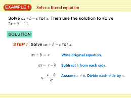 Example 1 Solve A Literal Equation Solve Ax