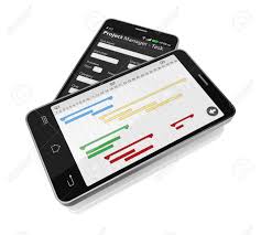 Two Cellphones With Project Manager Software And Gantt Chart