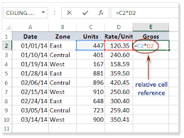 cell references in excel w3resource