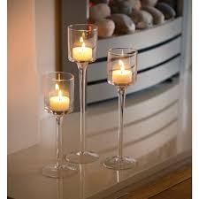 Set Of 3 Tea Light Glass Candle Holders