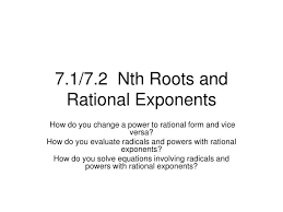 7 2 Nth Roots And Rational Exponents