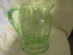 vintage green depression glass pitcher