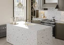glossy quartz stone slabs for kitchen