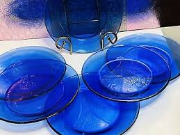 Vintage Cobalt Blue Glass Plate Dish 7