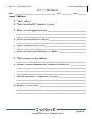 wellness student worksheet 1 pdf