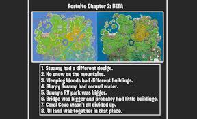 Help support & rank creators by. Some Differences Between The Leaked Map And The Official Fnbr Chapter 2 Map The Names Have Changed Too Fortnitebr