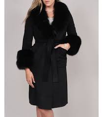 Wool Wrap Coat With Fox Fur Collar