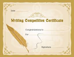 Writing Competition Award Certificate Award Certificates