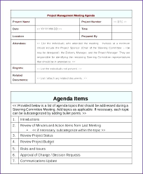 Project Management Status Meeting Agenda Template Team Management